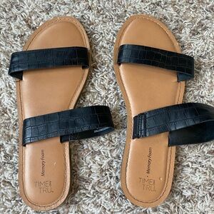 Time and Tru Black Sandals for Women